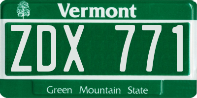 VT license plate ZDX771