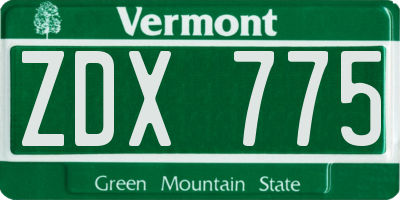 VT license plate ZDX775