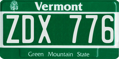 VT license plate ZDX776