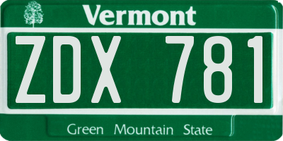 VT license plate ZDX781