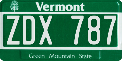 VT license plate ZDX787