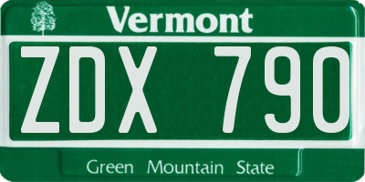 VT license plate ZDX790
