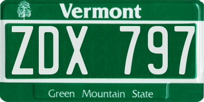 VT license plate ZDX797
