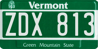 VT license plate ZDX813