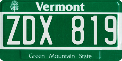 VT license plate ZDX819