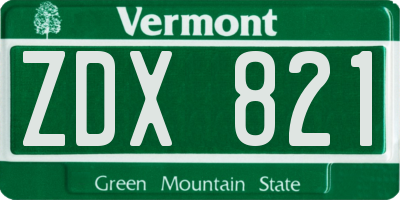 VT license plate ZDX821