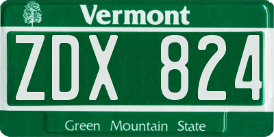 VT license plate ZDX824