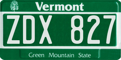 VT license plate ZDX827