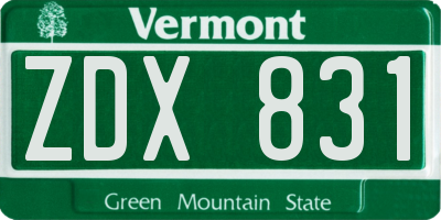VT license plate ZDX831