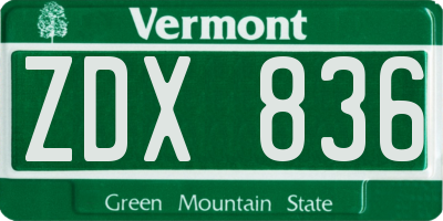 VT license plate ZDX836