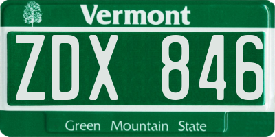 VT license plate ZDX846