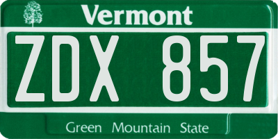 VT license plate ZDX857
