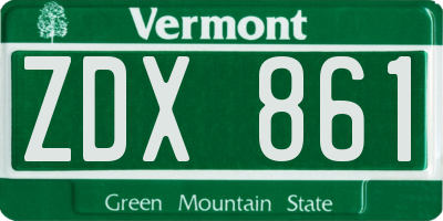 VT license plate ZDX861