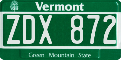 VT license plate ZDX872