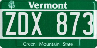 VT license plate ZDX873