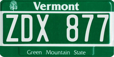 VT license plate ZDX877