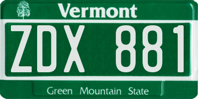 VT license plate ZDX881
