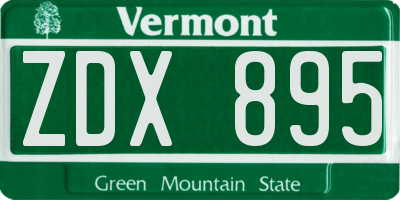 VT license plate ZDX895