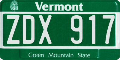 VT license plate ZDX917