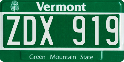 VT license plate ZDX919