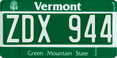 VT license plate ZDX944
