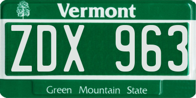 VT license plate ZDX963
