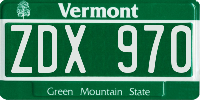 VT license plate ZDX970