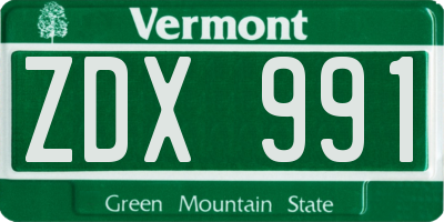 VT license plate ZDX991