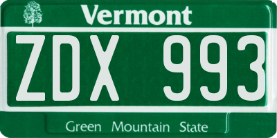 VT license plate ZDX993