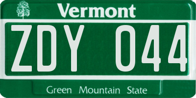 VT license plate ZDY044