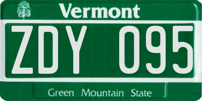 VT license plate ZDY095