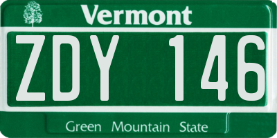 VT license plate ZDY146