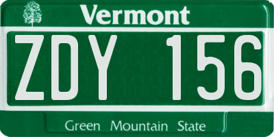 VT license plate ZDY156