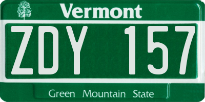 VT license plate ZDY157