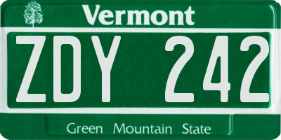 VT license plate ZDY242