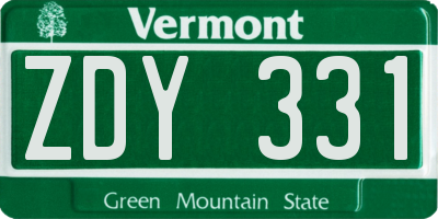 VT license plate ZDY331