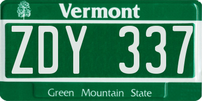 VT license plate ZDY337