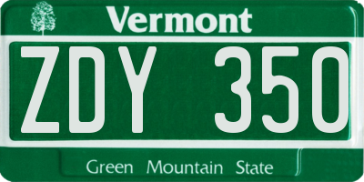 VT license plate ZDY350
