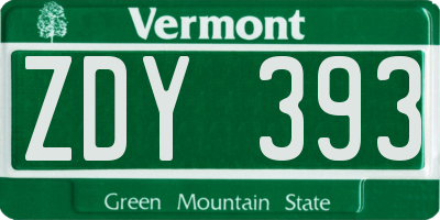 VT license plate ZDY393