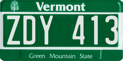 VT license plate ZDY413