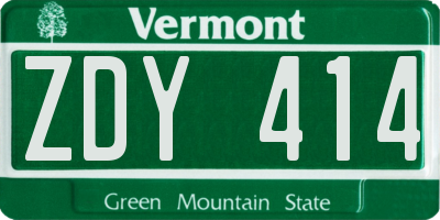 VT license plate ZDY414