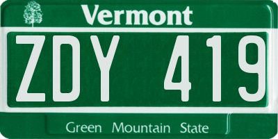 VT license plate ZDY419