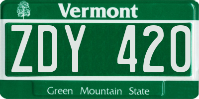 VT license plate ZDY420