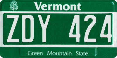 VT license plate ZDY424