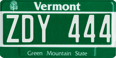 VT license plate ZDY444
