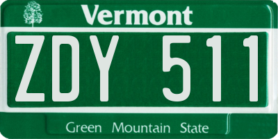 VT license plate ZDY511
