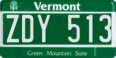VT license plate ZDY513