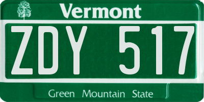 VT license plate ZDY517