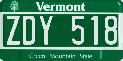 VT license plate ZDY518