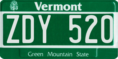VT license plate ZDY520